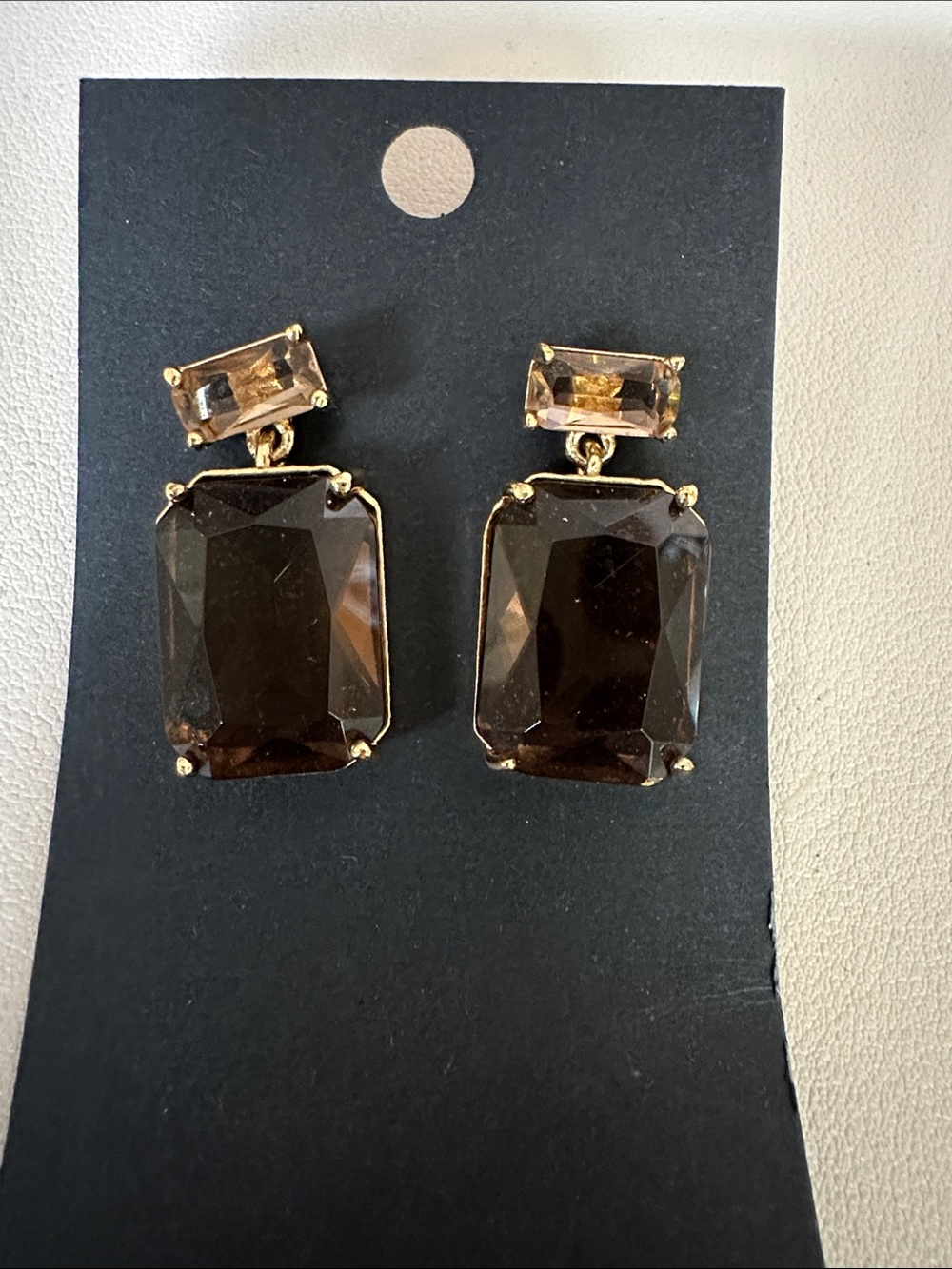 Carolee Gold-Tone Smoky Crystal Drop Earrings - Elegant Women’s Jewelry